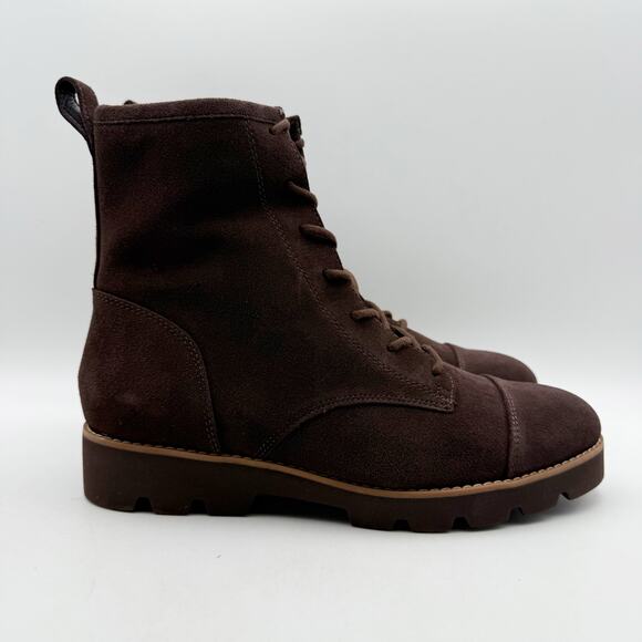 VIONIC Womens Lani ll Combat Boot US 8 Wide Brown Suede Water Repellent NWOB - Picture 2 of 11